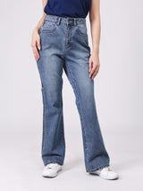 BOOTCUT FIT HIGH RISE REGULAR-BOOTCUT WOMEN'S JEANS MID INDIGO