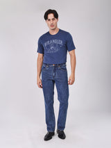เสื้อยืดแขนสั้นผู้ชาย คอลเลคชั่น BEYOND DENIM ทรงตรง สีกรมท่า