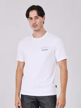 เสื้อยืดแขนสั้นผู้ชาย คอลเลคชั่น BEYOND DENIM ทรงตรง สีขาว