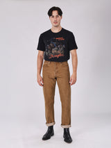 เสื้อยืดแขนสั้นผู้ชาย คอลเลคชั่น BEYOND DENIM ทรงตรง สีดำ