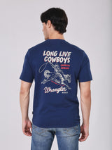เสื้อยืดแขนสั้นผู้ชาย คอลเลคชั่น BEYOND DENIM ทรงตรง สีกรมท่า