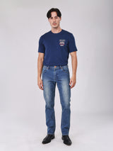 เสื้อยืดแขนสั้นผู้ชาย คอลเลคชั่น BEYOND DENIM ทรงตรง สีกรมท่า