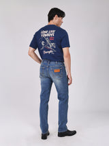 เสื้อยืดแขนสั้นผู้ชาย คอลเลคชั่น BEYOND DENIM ทรงตรง สีกรมท่า