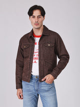 REGULAR FIT BEYOND DENIM COLLECTION MEN'S DENIM JACKET BROWN