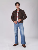 REGULAR FIT BEYOND DENIM COLLECTION MEN'S DENIM JACKET BROWN