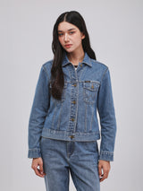 REGULAR FIT BEYOND DENIM COLLECTION WOMEN'S DENIM JACKET LIGHT INDIGO