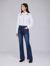 BOOTCUT FIT BEYOND INDIGO COLLECTION HIGH RISE WOMEN'S JEANS MID INDIGO