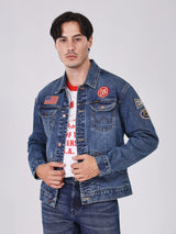 REGULAR FIT BEYOND DENIM COLLECTION MEN'S DENIM JACKET MID INDIGO
