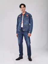 REGULAR FIT BEYOND DENIM COLLECTION MEN'S DENIM JACKET MID INDIGO