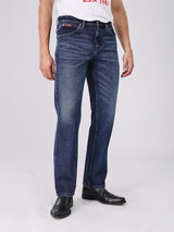 กางเกงยีนส์ผู้ชาย คอลเลคชั่น BEYOND DENIM TEXAS FIT เอวกลาง ทรงตรง สียีนส์กลาง
