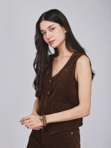 REGULAR FIT BEYOND INDIGO COLLECTION WOMEN'S VEST BROWN