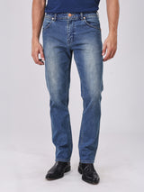 กางเกงยีนส์ผู้ชาย คอลเลคชั่น BEYOND DENIM LARSTON FIT เอวต่ำ ทรงเข้ารูป สียีนส์กลาง
