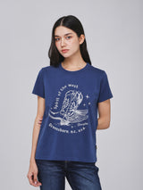 REGULAR FIT BEYOND INDIGO COLLECTION WOMEN'S SHORT SLEEVE T-SHIRT NAVY