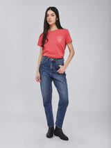 เสื้อยืดแขนสั้นผู้หญิง คอลเลคชั่น BEYOND INDIGO ทรงตรง สีชมพู