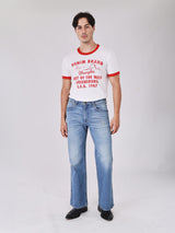 กางเกงยีนส์ผู้ชาย คอลเลคชั่น BEYOND DENIM LOOSE BOOT FIT เอวกลาง ทรงหลวม สียีนส์กลาง