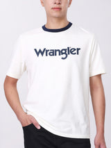 เสื้อยืดแขนสั้นผู้ชาย ทรงตรง สีครีม