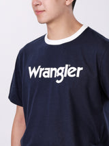 เสื้อยืดแขนสั้นผู้ชาย ทรงตรง สีกรมท่า