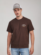 เสื้อยืดแขนสั้นผู้ชาย คอลเลคชั่น RODEO RACING ทรงตรง สีน้ำตาล