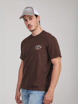 เสื้อยืดแขนสั้นผู้ชาย คอลเลคชั่น RODEO RACING ทรงตรง สีน้ำตาล