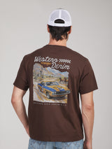 เสื้อยืดแขนสั้นผู้ชาย คอลเลคชั่น RODEO RACING ทรงตรง สีน้ำตาล