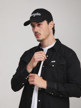 เสื้อเชิ้ตแขนยาวผู้ชาย คอลเลคชั่น RODEO RACING ทรงตรง สีดำ