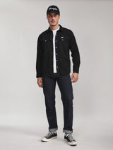 เสื้อเชิ้ตแขนยาวผู้ชาย คอลเลคชั่น RODEO RACING ทรงตรง สีดำ