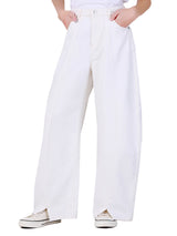 กางเกงยีนส์ผู้หญิง คอลเลคชั่น BIKER RELAXED BARREL FIT เอวสูง ทรงกระบอกใหญ่ สีครีม