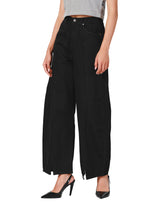 กางเกงยีนส์ผู้หญิง คอลเลคชั่น EVERYDAY WITH WRANGLER BARREL FIT เอวสูง ทรงขากว้าง สีดำ