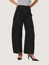 กางเกงยีนส์ผู้หญิง คอลเลคชั่น EVERYDAY WITH WRANGLER BARREL FIT เอวสูง ทรงขากว้าง สีดำ