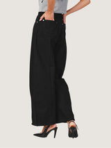 กางเกงยีนส์ผู้หญิง คอลเลคชั่น EVERYDAY WITH WRANGLER BARREL FIT เอวสูง ทรงขากว้าง สีดำ