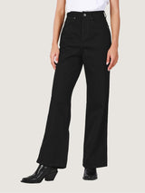 กางเกงยีนส์ผู้หญิง คอลเลคชั่น EVERYDAY WITH WRANGLER LOOSE FIT เอวสูง ทรงหลวม สีดำ