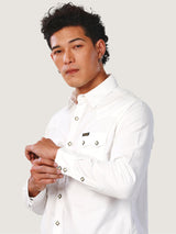 เสื้อเชิ้ตแขนยาวผู้ชาย คอลเลคชั่น EVERYDAY WITH WRANGLER ทรงตรง สีขาว