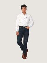 เสื้อเชิ้ตแขนยาวผู้ชาย คอลเลคชั่น EVERYDAY WITH WRANGLER ทรงตรง สีขาว