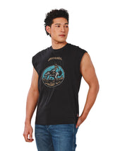 เสื้อยืดแขนกุดผู้ชาย คอลเลคชั่น EVERYDAY WITH WRANGLER ทรงตรง สีดำ