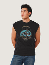 เสื้อยืดแขนกุดผู้ชาย คอลเลคชั่น EVERYDAY WITH WRANGLER ทรงตรง สีดำ