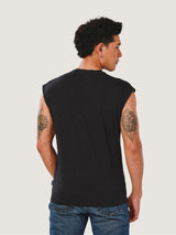 เสื้อยืดแขนกุดผู้ชาย คอลเลคชั่น EVERYDAY WITH WRANGLER ทรงตรง สีดำ