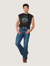 เสื้อยืดแขนกุดผู้ชาย คอลเลคชั่น EVERYDAY WITH WRANGLER ทรงตรง สีดำ