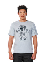 เสื้อยืดแขนสั้นผู้ชาย คอลเลคชั่น EVERYDAY WITH WRANGLER ทรงตรง สีฟ้า