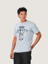 เสื้อยืดแขนสั้นผู้ชาย คอลเลคชั่น EVERYDAY WITH WRANGLER ทรงตรง สีฟ้า