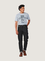 เสื้อยืดแขนสั้นผู้ชาย คอลเลคชั่น EVERYDAY WITH WRANGLER ทรงตรง สีฟ้า