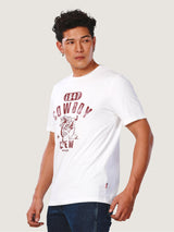 เสื้อยืดแขนสั้นผู้ชาย คอลเลคชั่น EVERYDAY WITH WRANGLER ทรงตรง สีขาว