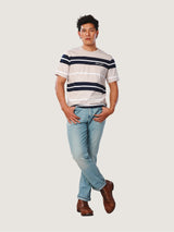 เสื้อยืดแขนสั้นผู้ชาย คอลเลคชั่น EVERYDAY WITH WRANGLER ทรงตรง สีเบจ