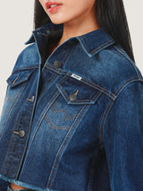 CROPPED FIT EVERYDAY WITH WRANGLER COLLECTION WOMEN'S DENIM JACKET DARK INDIGO