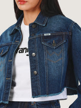 CROPPED FIT EVERYDAY WITH WRANGLER COLLECTION WOMEN'S DENIM JACKET DARK INDIGO