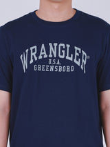 เสื้อยืดแขนสั้นผู้ชาย คอลเลคชั่น EVERYDAY WITH WRANGLER ทรงตรง สีกรมท่า
