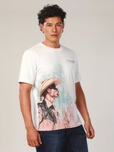 เสื้อยืดแขนสั้นผู้ชาย คอลเลคชั่น EVERYDAY WITH WRANGLER ทรงตรง สีครีม