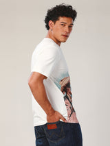 เสื้อยืดแขนสั้นผู้ชาย คอลเลคชั่น EVERYDAY WITH WRANGLER ทรงตรง สีครีม