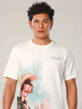 เสื้อยืดแขนสั้นผู้ชาย คอลเลคชั่น EVERYDAY WITH WRANGLER ทรงตรง สีครีม