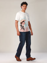 เสื้อยืดแขนสั้นผู้ชาย คอลเลคชั่น EVERYDAY WITH WRANGLER ทรงตรง สีครีม