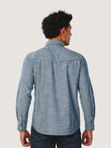 REGULAR FIT EVERYDAY WITH WRANGLER COLLECTION MEN'S SHIRT SHORT SLEEVE MID INDIGO